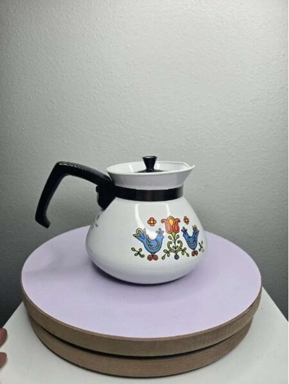 Vintage Corning Ware 6 Cup Teapot P-104 Country Festival Blue Birds 1975